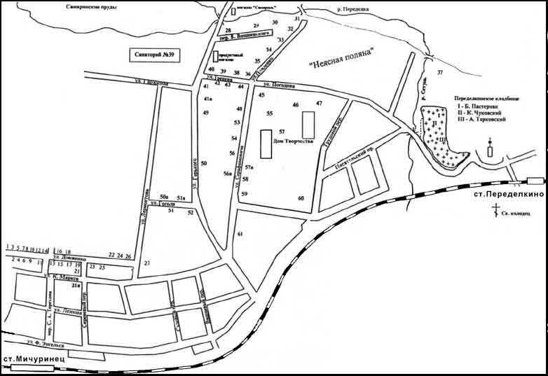 Переделкино кладбище карта